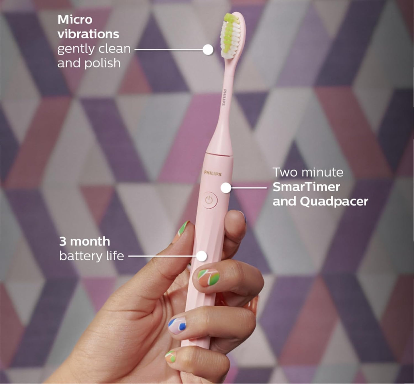Philips One by Sonicare Battery Toothbrush, Brush Head Bundle, Manhattan Pink, BD3003/AZ Philips Sonicare