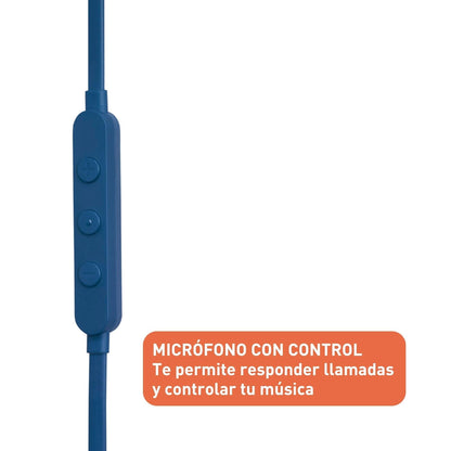 JBL Tune 310C - USB-C Wired Hi-Res in-Ear Headphones, Tangle-Free Flat Cable, 3-Button Remote with Microphone (Blue)