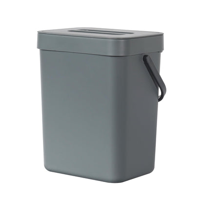 EKO Puro Mini Wall-Mounted Trash Can with Lid, Indoor Food Waste Compost Bucket, 0.79 Gal / 3L Small Hanging Trash Can for Kitchen (Grey) EKO