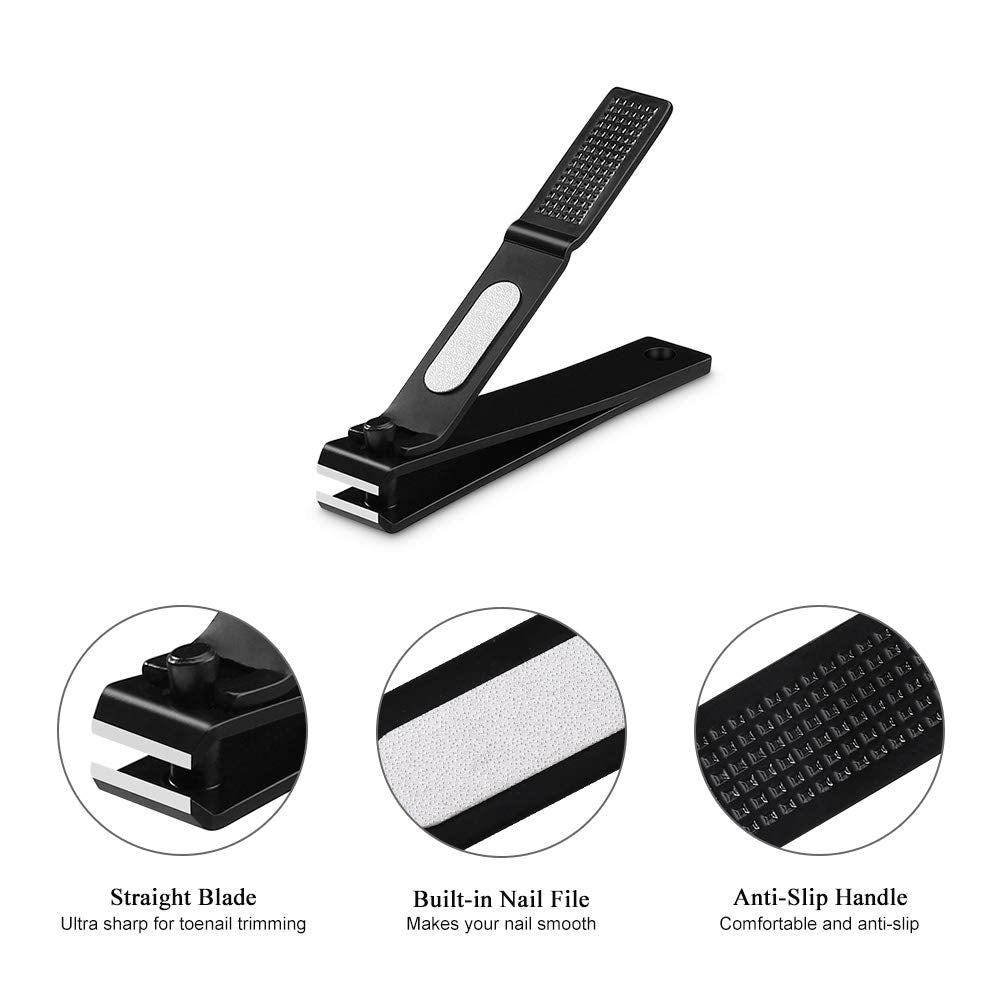 HAWATOUR Nail Clippers Set, Ultra Sharp Sturdy Fingernail and Toenail Clipper Cutters with Visibly Tin Case, Black - Available at All In One Marketplace Canada
