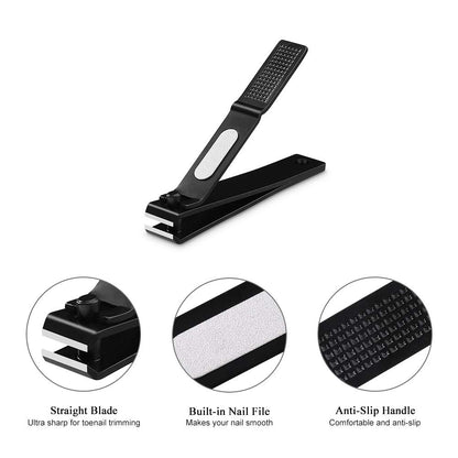 HAWATOUR Nail Clippers Set, Ultra Sharp Sturdy Fingernail and Toenail Clipper Cutters with Visibly Tin Case, Black - Available at All In One Marketplace Canada