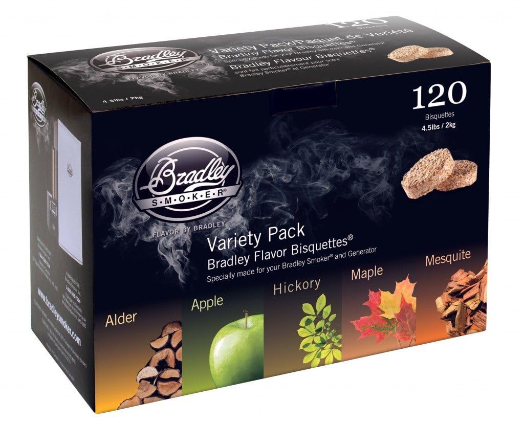Bradley Smoker Bisquettes For Grilling and BBQ, 5 Flavour Variety, 120 Pack Bradley Smoker