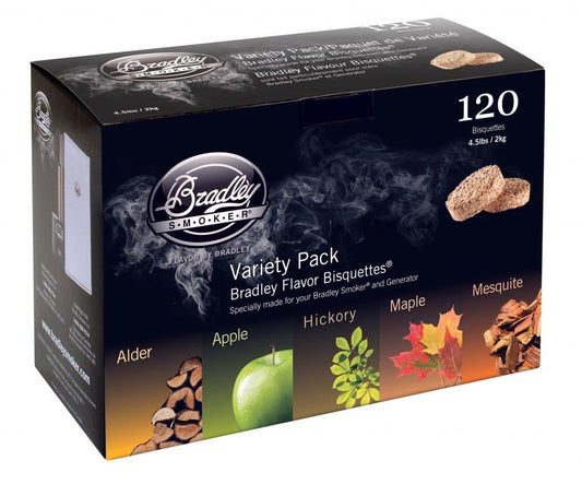Bradley Smoker Bisquettes For Grilling and BBQ, 5 Flavour Variety, 120 Pack Bradley Smoker