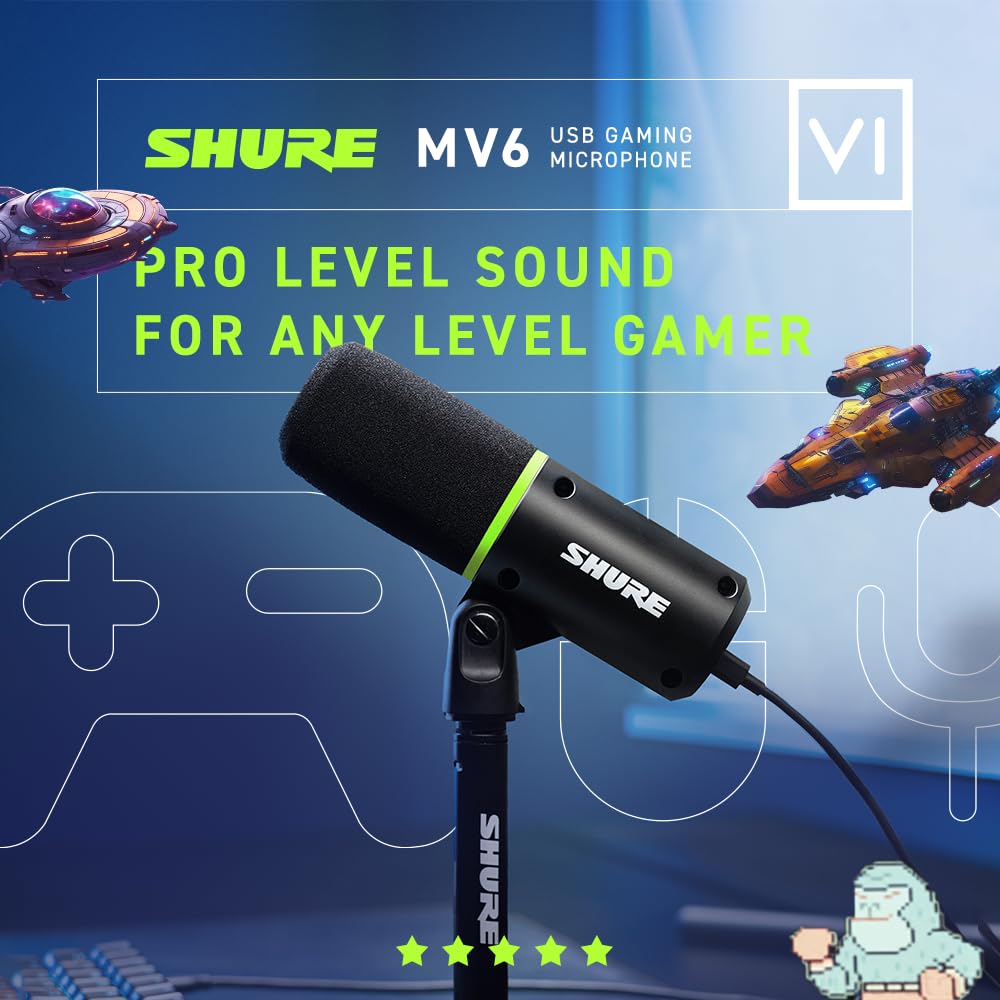 Shure MV6 USB Gaming Microphone for Streaming & Recording