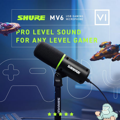 Shure MV6 USB Gaming Microphone for Streaming & Recording
