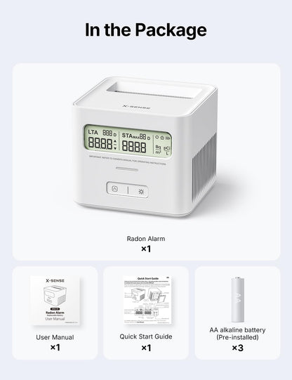 X-Sense Radon Detector for Home with LCD, Battery Powered, White - Available at All In One Marketplace Canada