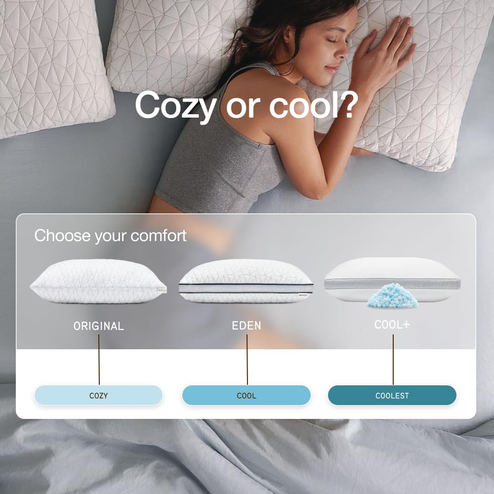 Coop Home Goods Original Adjustable Pillow, Queen Size Bed Pillows for Sleeping, Cross Cut Memory Foam Pillows - Medium Firm Back, Stomach and Side Sleeper Pillow, CertiPUR-US/GREENGUARD Gold - Available at All In One Marketplace Canada