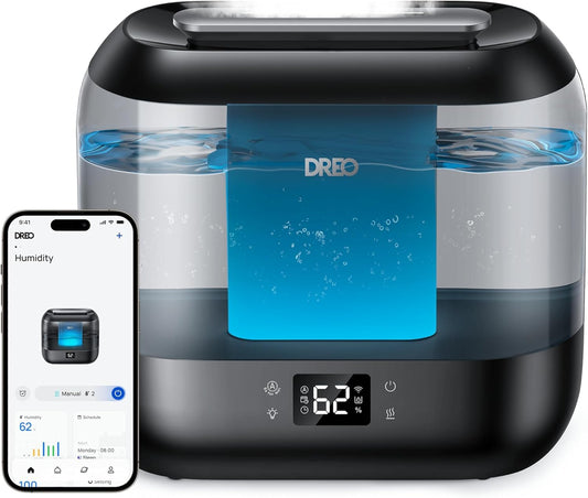 DREO Smart Humidifiers for Bedroom, Top Fill 4L Supersized Cool Mist Humidifier with Nightlight, 36H Runtime, Touch/APP/Voice Control, Quiet Ultrasonic Humidifiers for Large Room, Baby, Plants - Available at All In One Marketplace Canada