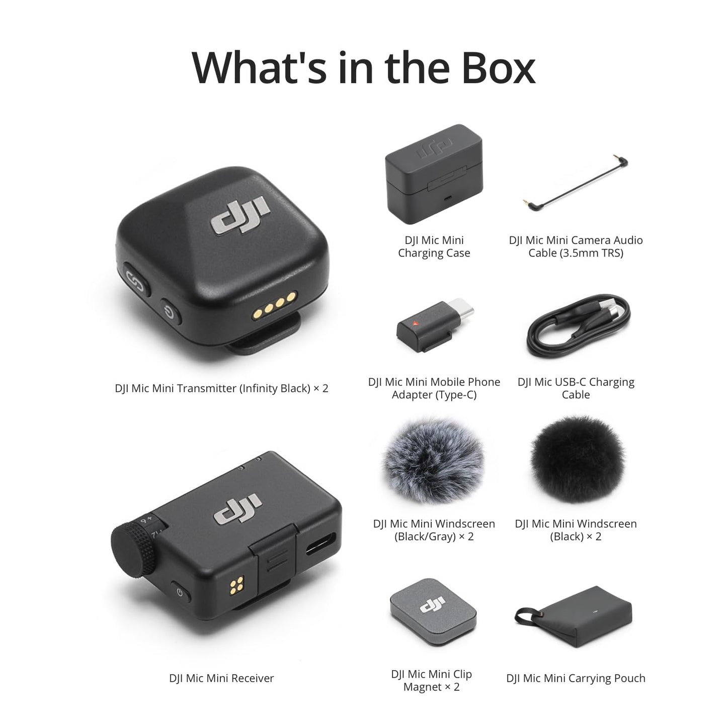 DJI Mic Mini (2 TX + 1 RX + Charging Case), Wireless Lavalier Microphone for Camera/iPhone/Android, Ultralight, Detail-Rich Audio, 48h Use, Noise Cancelling, Automatic Limiting, Vlog, Streaming