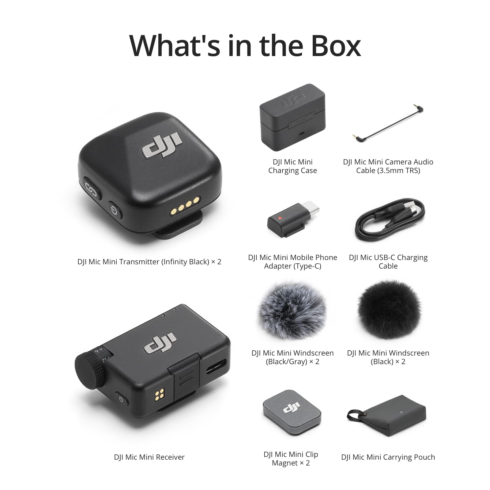 DJI Mic Mini (2 TX + 1 RX + Charging Case), Wireless Lavalier Microphone for Camera/iPhone/Android, Ultralight, Detail-Rich Audio, 48h Use, Noise Cancelling, Automatic Limiting, Vlog, Streaming