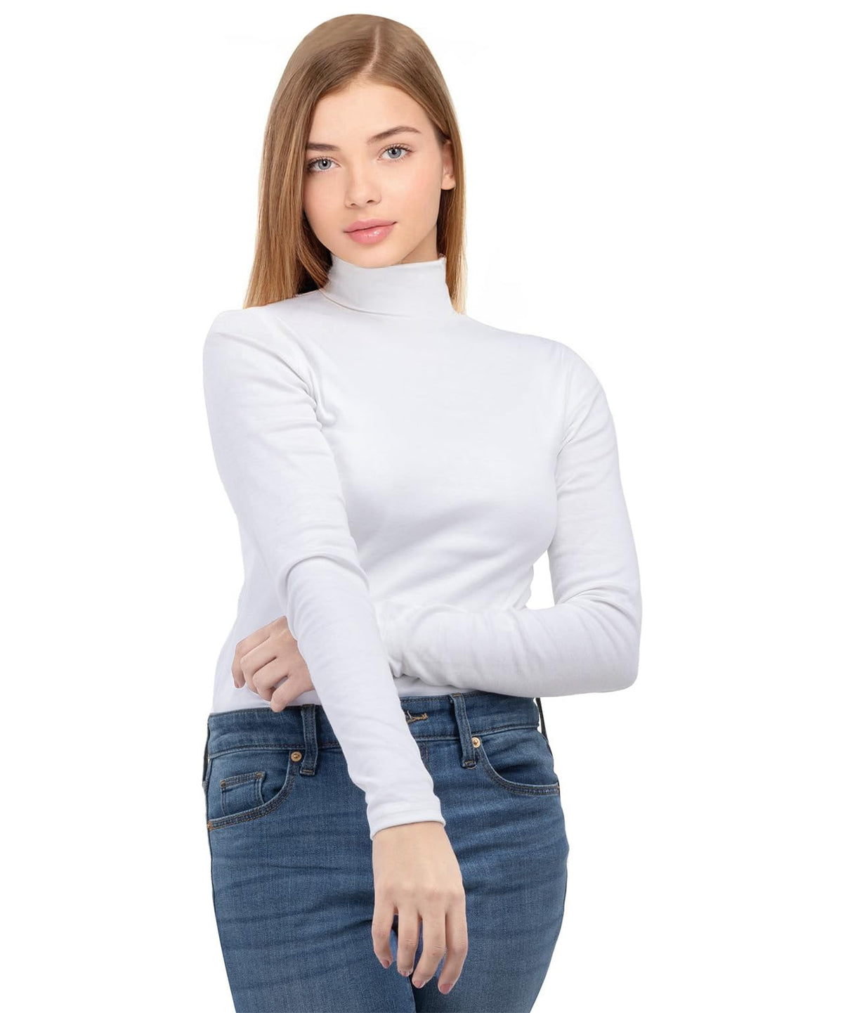 NY Threads Cotton Blend Turtleneck Top for Women, Large, White 🍁 All In One Marketplace Canada