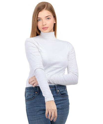 NY Threads Cotton Blend Turtleneck Top for Women, Large, White 🍁 All In One Marketplace Canada