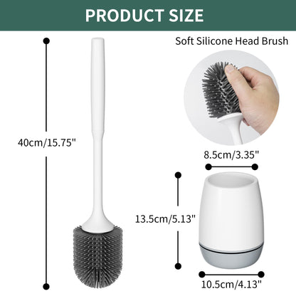 Hibbent Toilet Brush with Ventilated Drying Holder, Silicone Toilet Bowl Brush Bathroom Cleaning Bowl Brush Kit Sturdy Cleaning Toilet Brush, Floor Standing & Wall Mounted Without Drilling - Available at All In One Marketplace Canada