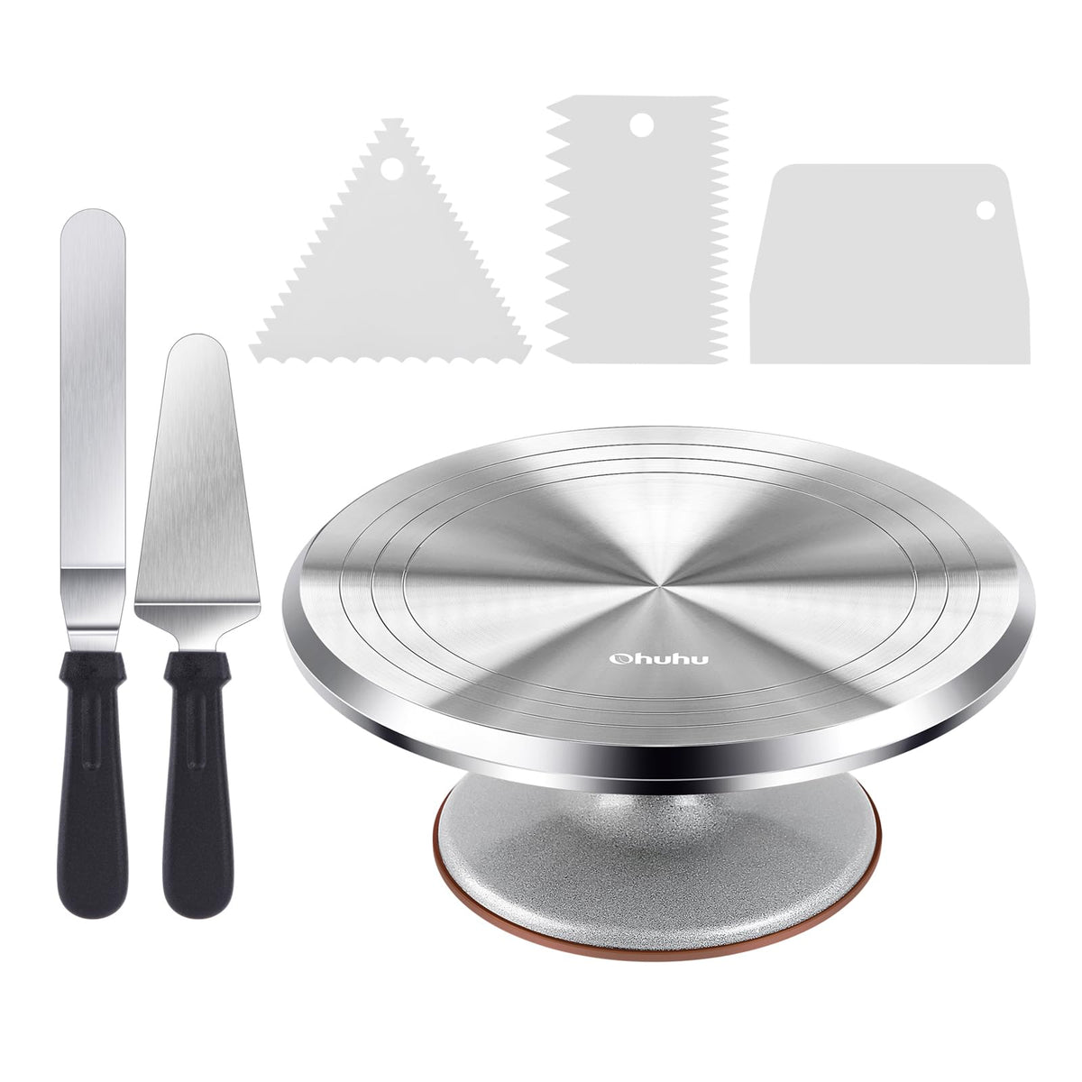 Ohuhu 12" Cake Turntable, Aluminum Rotating Stand with Spatulas & Combs 🍁 All In One Marketplace Canada