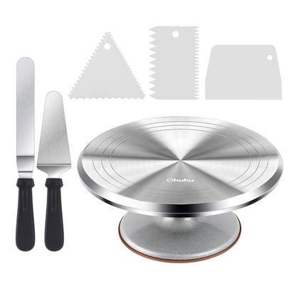 Ohuhu 12" Cake Turntable, Aluminum Rotating Stand with Spatulas & Combs 🍁 All In One Marketplace Canada