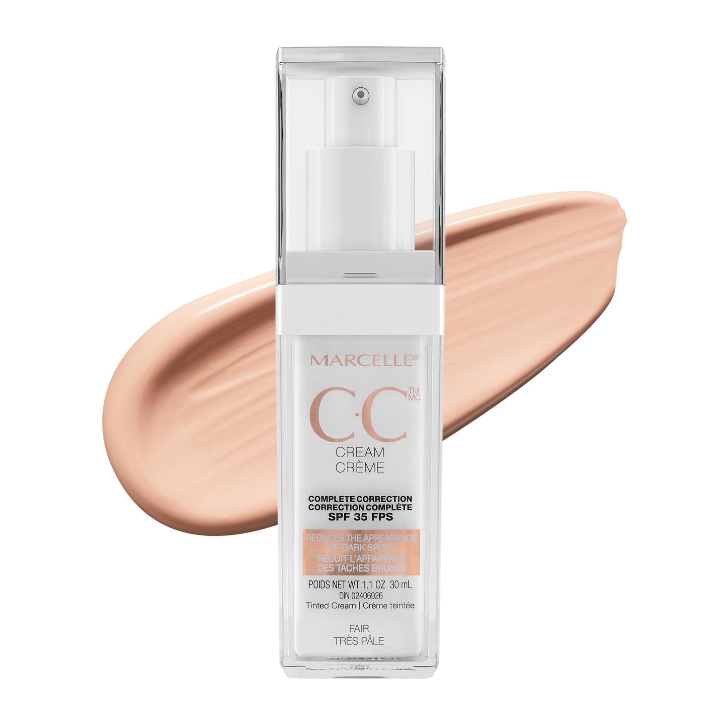 Marcelle CC Cream SPF 35, Fair, 12-in-1 Tinted Moisturizer, Complete Coverage & Correction, Hypoallergenic, Fragrance-Free, Paraben-Free, Oil-Free, Non-Comedogenic, Vegan, Cruelty-Free, 30 mL MARCELLE