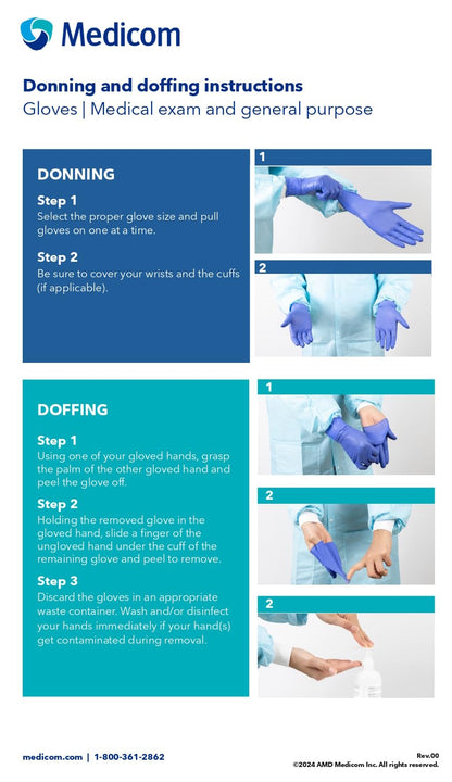 Medicom AssureTouch Pure Nitrile Medical Exam Gloves, Medium 3-Mil 200 Count, Disposable Latex Free Gloves, Powder Free