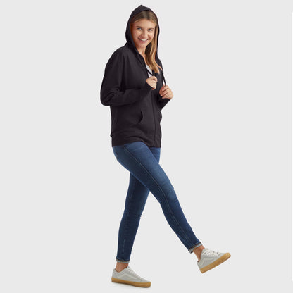Hanes Women's Jersey Full Zip Hoodie, Black, X-Large