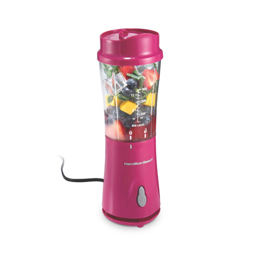 Mélangeur personnel Hamilton Beach pour smoothies et boissons protéinées, mélangeur portatif individuel avec couvercle de voyage, pichet sans BPA de 14 oz, 175 W, mélangeur compact de comptoir, framboise, 51131G 🍁 All In One Marketplace Canada