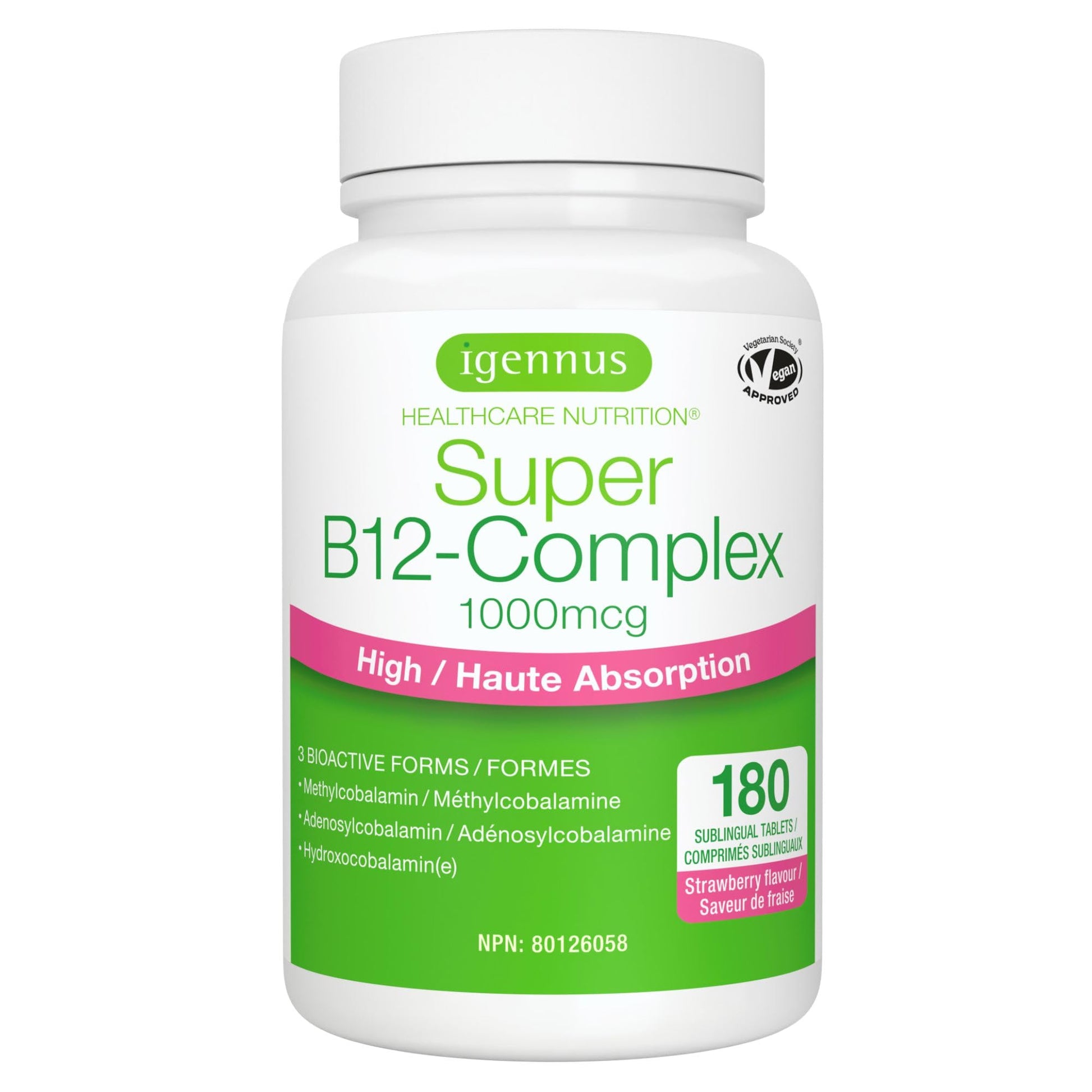 Igennus Sublingual Vitamin B12-Complex 1000mcg, Methylated B12, 180 Serving - Available at All In One Marketplace Canada
