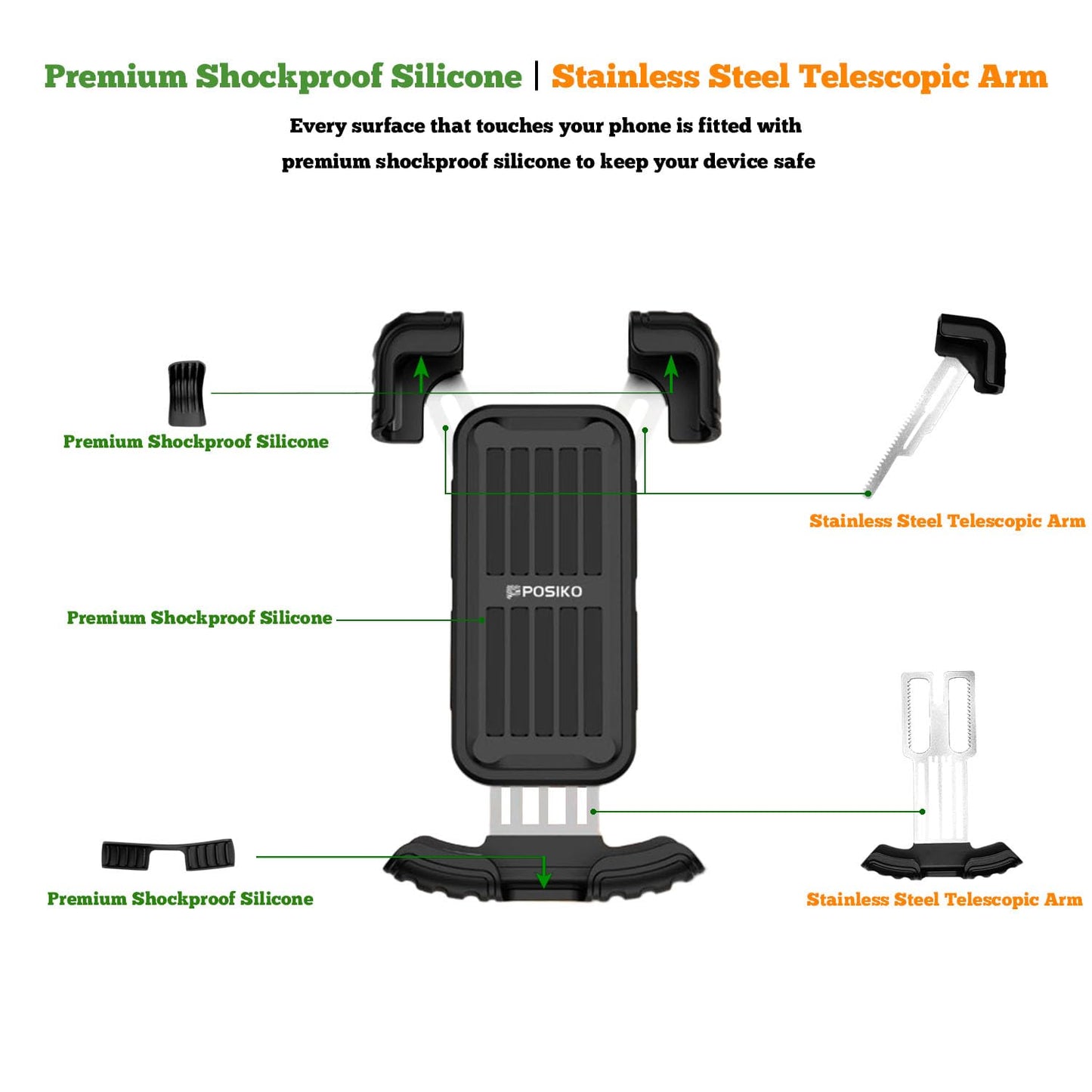 Motorcycle/Bicycle Phone Mount for 4.7-6.8" Phones (Orange)