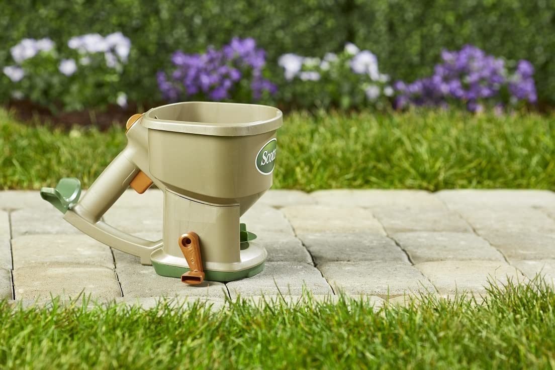 Scotts Whirl Hand Held Spreader - Great for Small Areas - Spreads Grass Seed, Fertilizer, Ice melt - Portable & Easy to Use 🍁 All In One Marketplace Canada