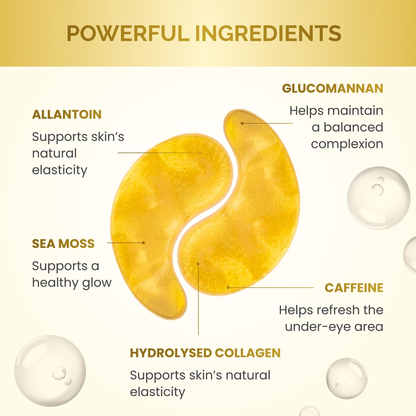 PLANTIFIQUE 24K Gold Under Eye Patches - Dermatologist Tested - 20 Pairs Cooling Eye Masks for Dark Circles & Puffiness, with Collagen & Hyaluronic Acid - Patch Yeux - Available at All In One Marketplace Canada