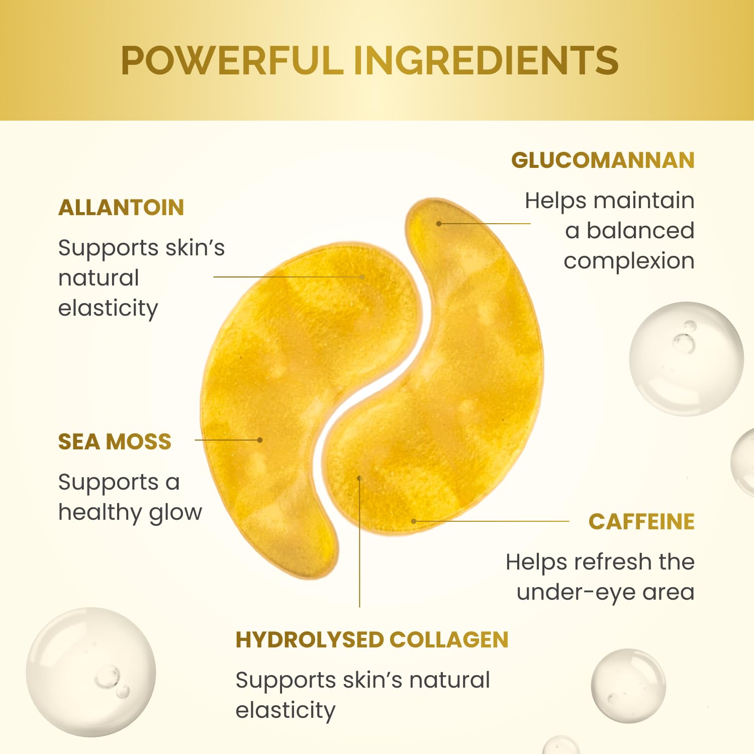 PLANTIFIQUE 24K Gold Under Eye Patches - Dermatologist Tested - 20 Pairs Cooling Eye Masks for Dark Circles & Puffiness, with Collagen & Hyaluronic Acid - Patch Yeux - Available at All In One Marketplace Canada