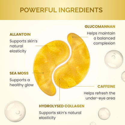 PLANTIFIQUE 24K Gold Under Eye Patches - Dermatologist Tested - 20 Pairs Cooling Eye Masks for Dark Circles & Puffiness, with Collagen & Hyaluronic Acid - Patch Yeux - Available at All In One Marketplace Canada