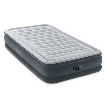 INTEX 67765ED Dura-Beam Deluxe Comfort Plush Air Mattress: Twin Size – Built-in Electric Pump – 13in Bed Height – 300lb Weight Capacity - Gray 🍁 All In One Marketplace Canada