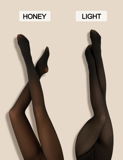 QOMEWA Plus Size Women's Fleece Lined Tights, Brown Translucent Warm Tights 🍁 All In One Marketplace Canada