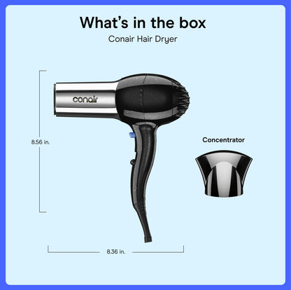 Conair 1875 Watt Pro Styler/Hair Dryer with Ionic Conditioning; Black/Chrome - Available at All In One Marketplace Canada