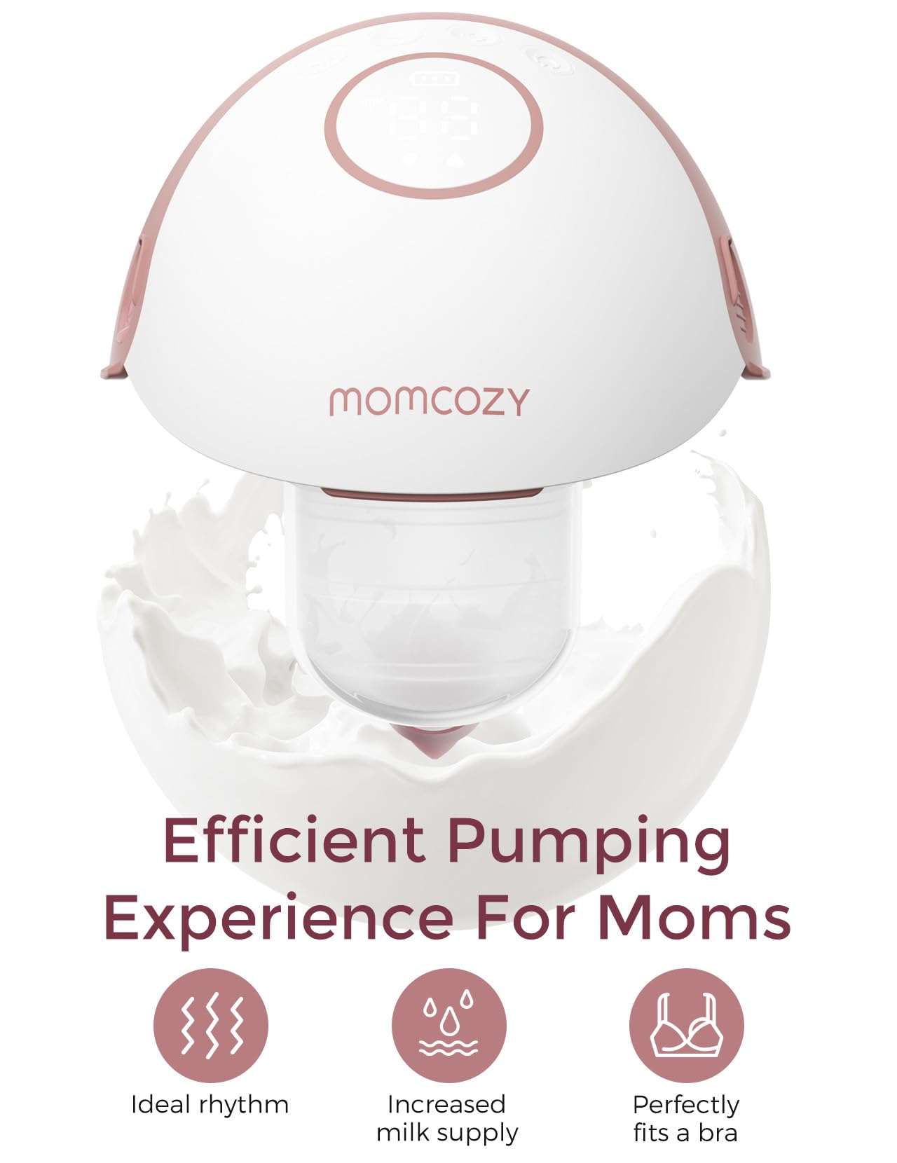 Momcozy Breast Pump Hands Free Mobile Style | M6, Wearable Breastfeeding Pump Ideal Rhythm for More Milk, DoubleFit Flange More Fit & Discreet with 3 Modes & 9 Levels, 24mm (Cozy Red, 2 Count)