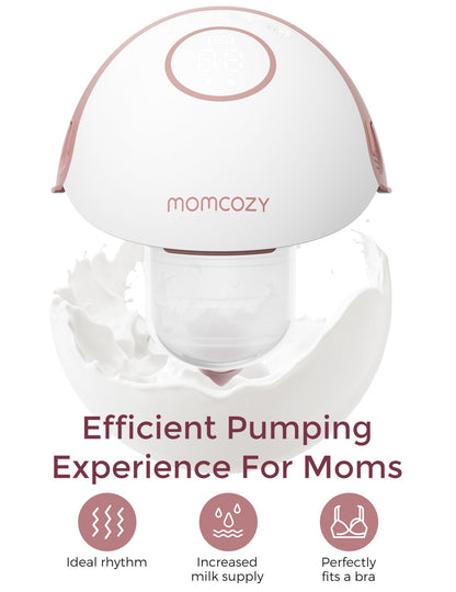 Momcozy Breast Pump Hands Free Mobile Style | M6, Wearable Breastfeeding Pump Ideal Rhythm for More Milk, DoubleFit Flange More Fit & Discreet with 3 Modes & 9 Levels, 24mm (Cozy Red, 2 Count)