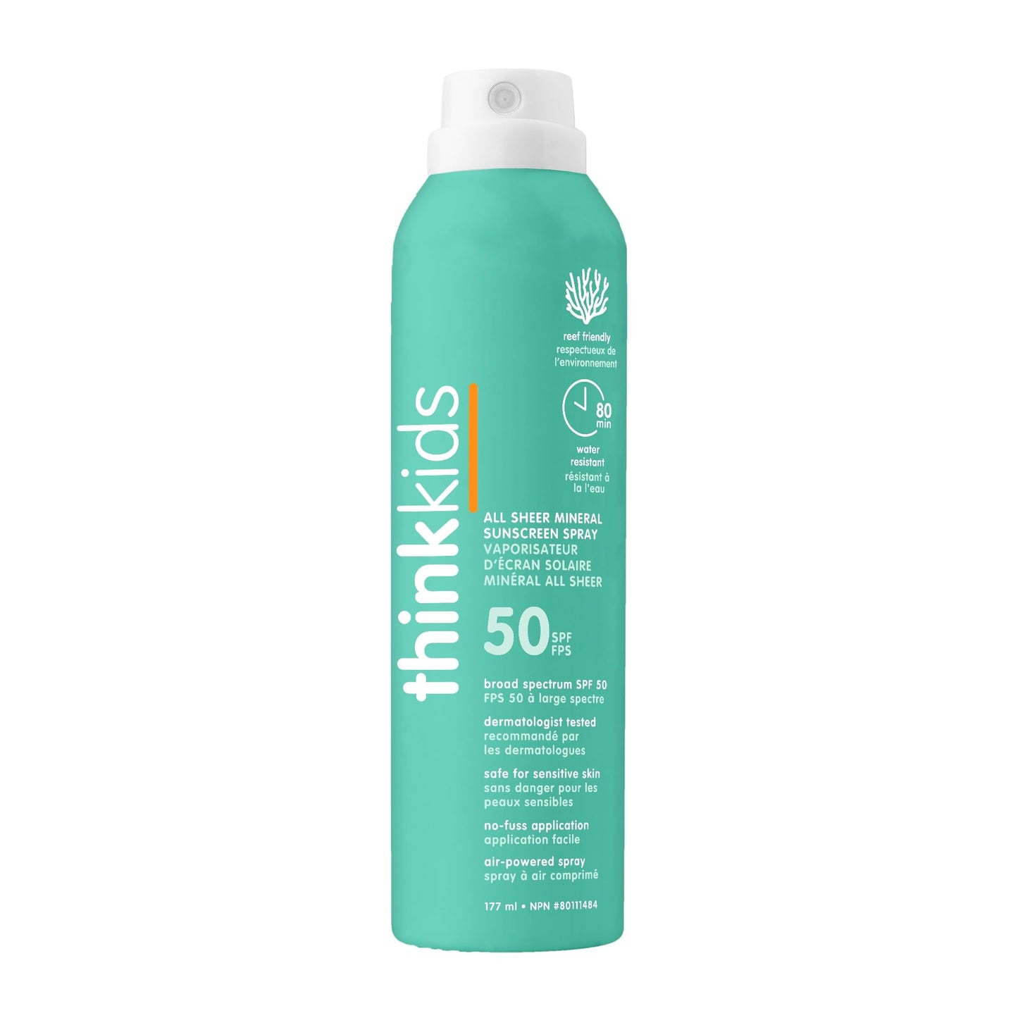 Thinksport Kids Sunscreen Spray, SPF 50 All Sheer Mineral Sunscreen, 6 Fl Oz, Clear Water Resistant Baby & Toddler Sun Screen, Natural Zinc Oxide Sun Protection - Available at All In One Marketplace Canada