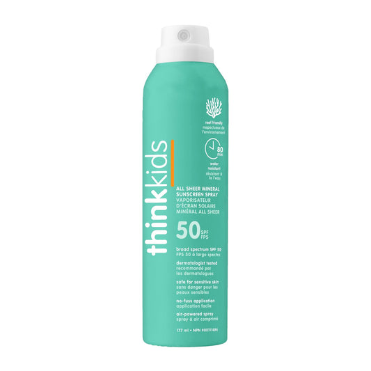Thinksport Kids Sunscreen Spray, SPF 50 All Sheer Mineral Sunscreen, 6 Fl Oz, Clear Water Resistant Baby & Toddler Sun Screen, Natural Zinc Oxide Sun Protection - Available at All In One Marketplace Canada
