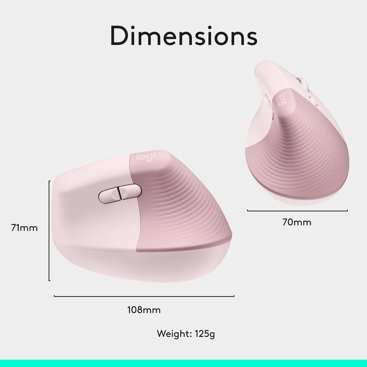 Logitech Lift Vertical Ergonomic Wireless Mouse - Rose