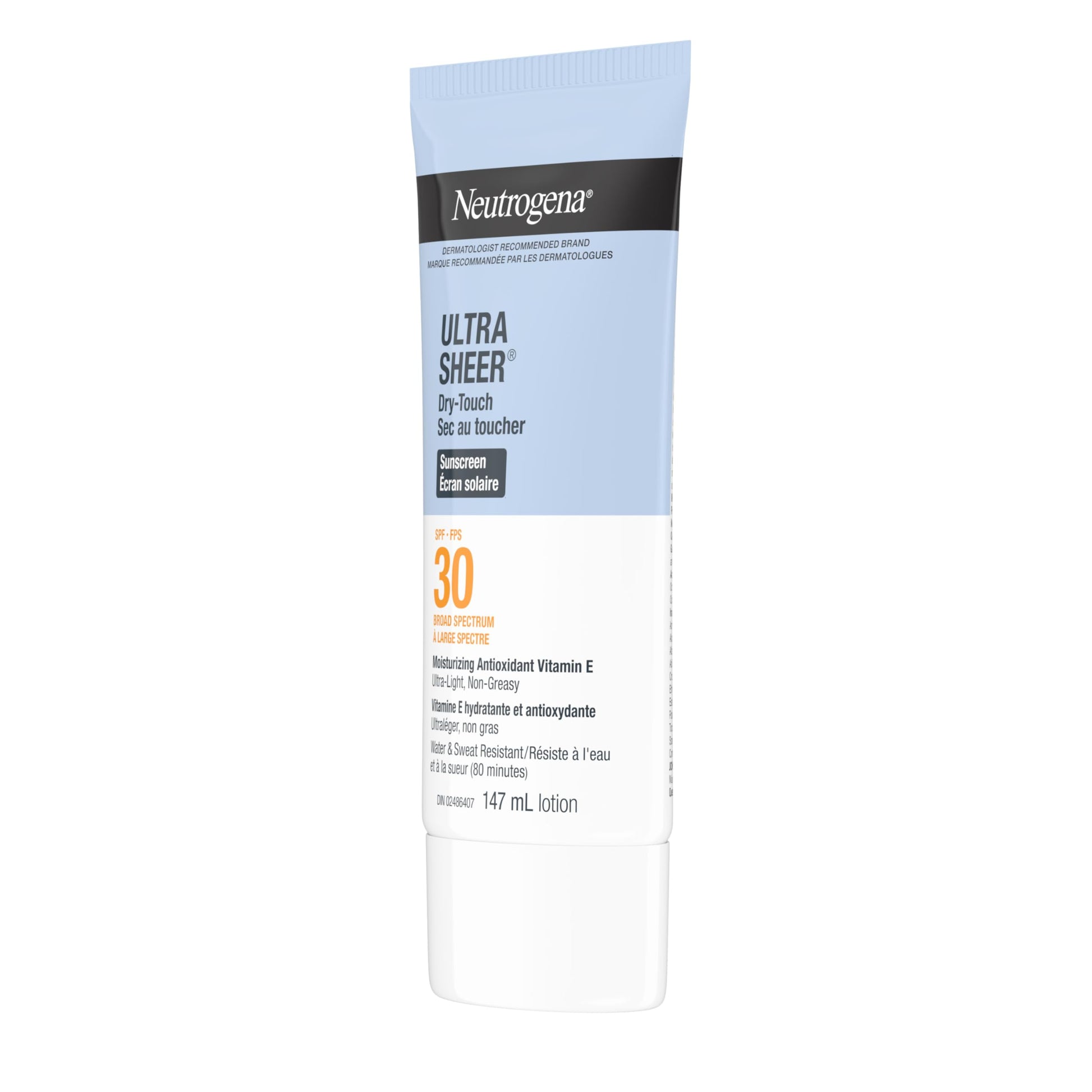 Neutrogena Sunscreen Lotion SPF 30, Ultra Sheer Dry-Touch Sun Cream, Oxybenzone-free, Dermatologist-tested, Water Resistant & Non-Greasy, 147mL Neutrogena