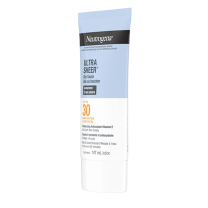 Neutrogena Sunscreen Lotion SPF 30, Ultra Sheer Dry-Touch Sun Cream, Oxybenzone-free, Dermatologist-tested, Water Resistant & Non-Greasy, 147mL Neutrogena
