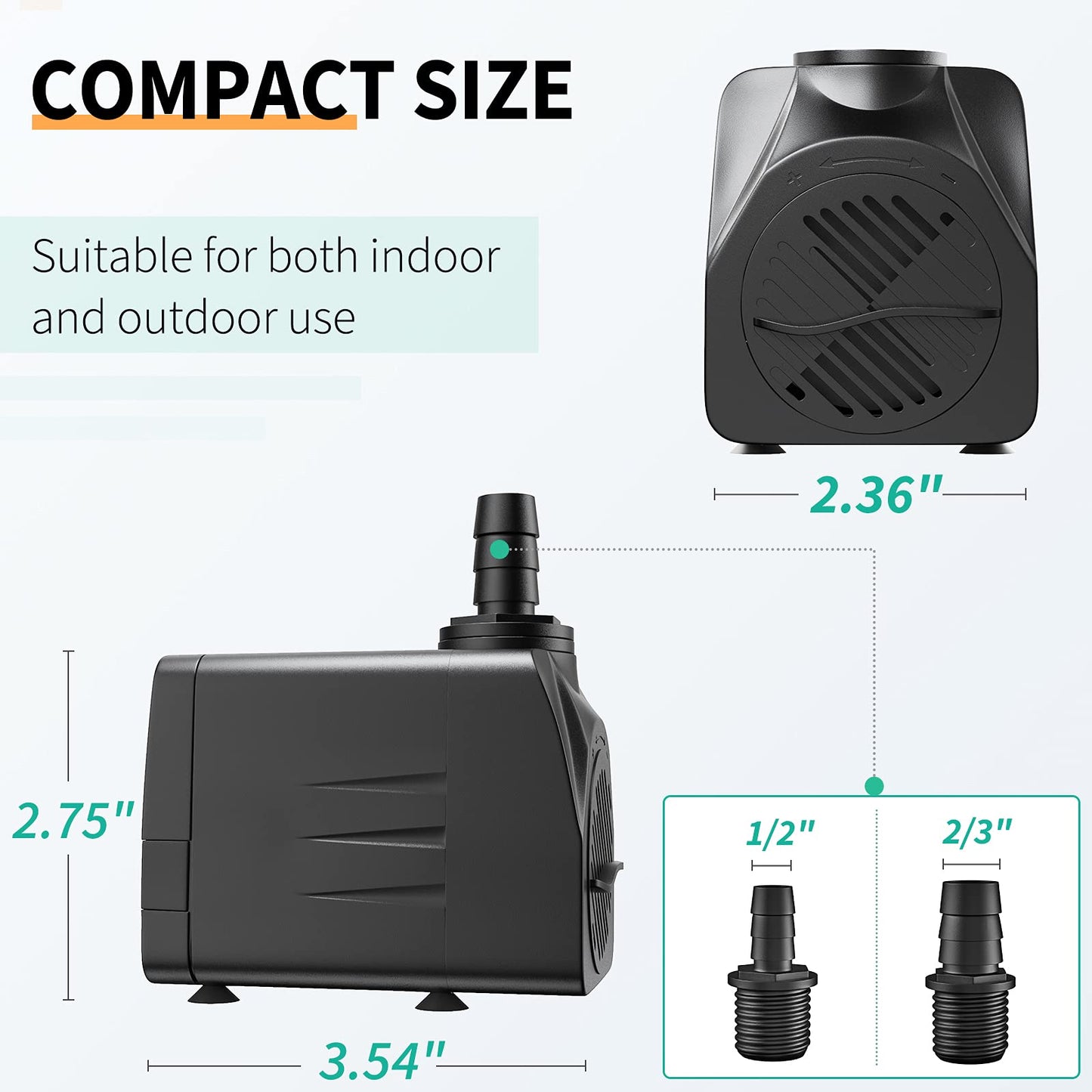 Pawfly 400 GPH Submersible Water Pump 25W 7ft. High Lift Quiet Pump with 6ft Power Cord for Fountain Aquarium Fish Tank
