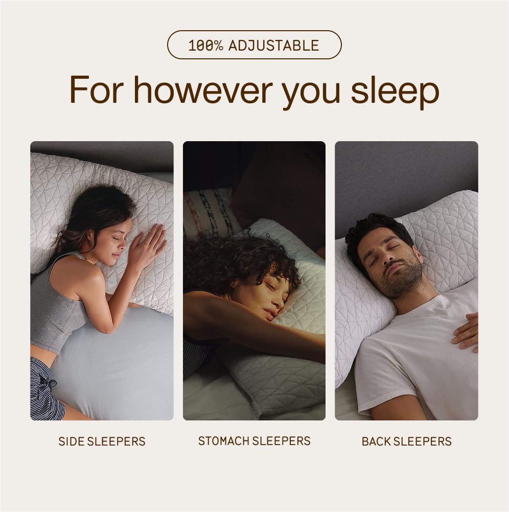Coop Home Goods Original Adjustable Pillow, Queen Size Bed Pillows for Sleeping, Cross Cut Memory Foam Pillows - Medium Firm Back, Stomach and Side Sleeper Pillow, CertiPUR-US/GREENGUARD Gold - Available at All In One Marketplace Canada