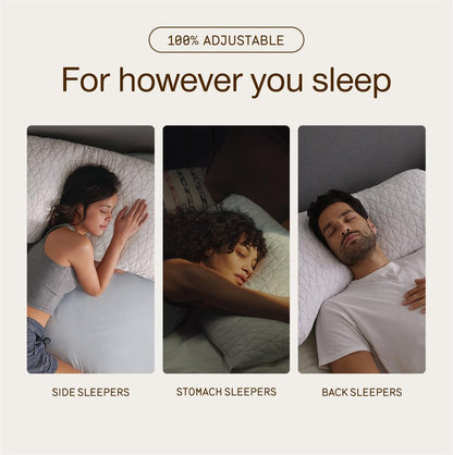 Coop Home Goods Original Adjustable Pillow, Queen Size Bed Pillows for Sleeping, Cross Cut Memory Foam Pillows - Medium Firm Back, Stomach and Side Sleeper Pillow, CertiPUR-US/GREENGUARD Gold - Available at All In One Marketplace Canada