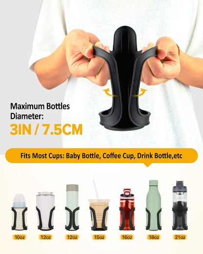 Pack of 2 Stroller Drink Holders, Universal Cup Holder for Bikes, Trolleys or Walkers