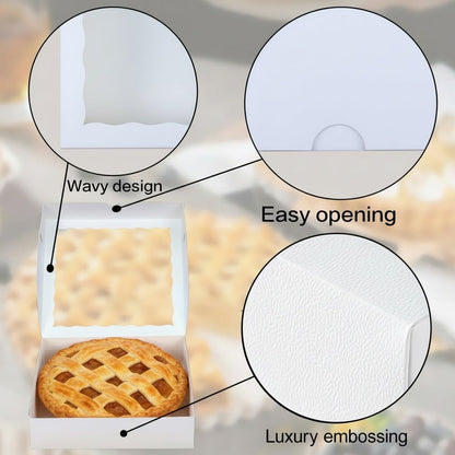 TEMLQPACK 50pcs 9x9x2.5 Inches White Bakery Boxes - Cookies, Pie, Chocolate Covered Strawberries, Breakable Heart, Charcuterie Boxes for Valentine's & Christmas 🍁 All In One Marketplace Canada