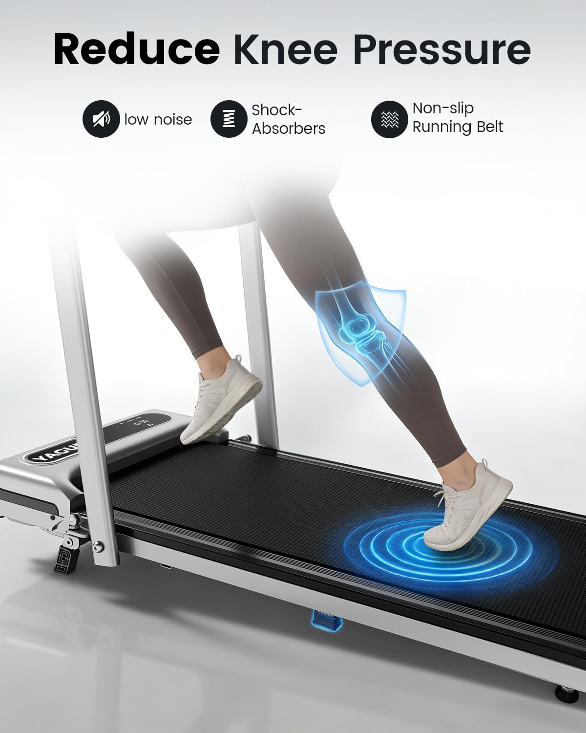 Yagud Walking Pad with 8% Incline, 3 in 1 Treadmill for Home & Office, 2.5HP Under Desk Treadmill with Handle, Portable Treadmill with Remote Control & Led Display, No Installation