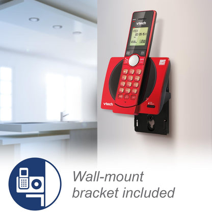 VTech DECT 6.0 Single Handset Cordless Phone with CID, Backlit Keypad and Screen, Full Duplex Handset Speakerphone, and Call Block Red VTech