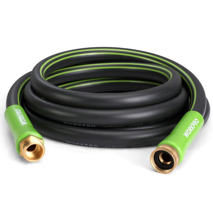 WORKPRO Garden Hose 5/8 in x 10 FT, Heavy Duty, Flexible, Lightweight Water Hose with 360° Rotation Handle, 3/4" GHT Solid Brass Fittings, for Outdoor, Lawn, Garden & Yard, Car Wash WORKPRO