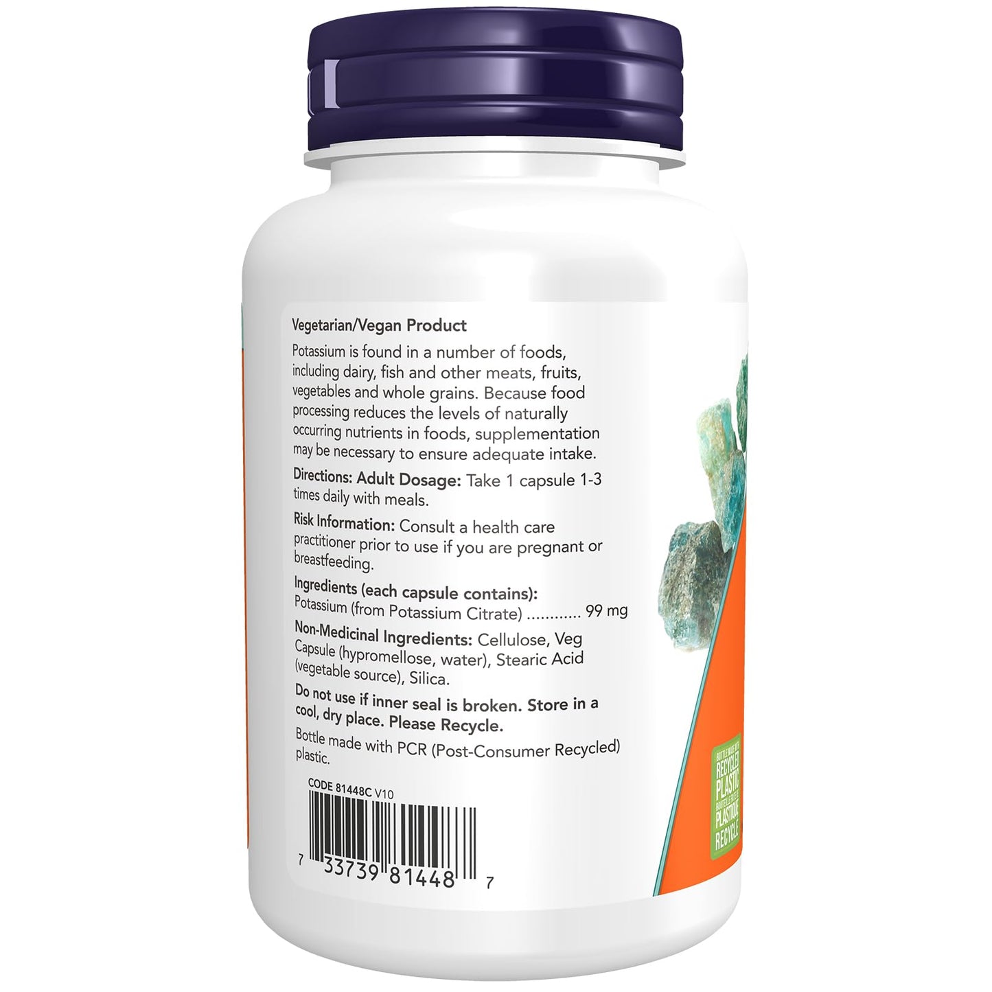 NOW Supplements, Potassium Citrate 99 mg, Supports Electrolyte Balance and Normal pH, Essential Mineral, 180 Veg Capsules - Available at All In One Marketplace Canada