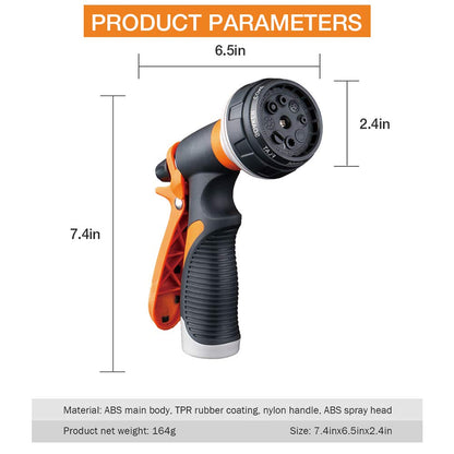 Forthcan Garden Hose Nozzle - 2 Pack Hand Sprayer With 8 Patterns for Watering, Car Wash, Cleaning and Showering Dogs & Pets (Orange)