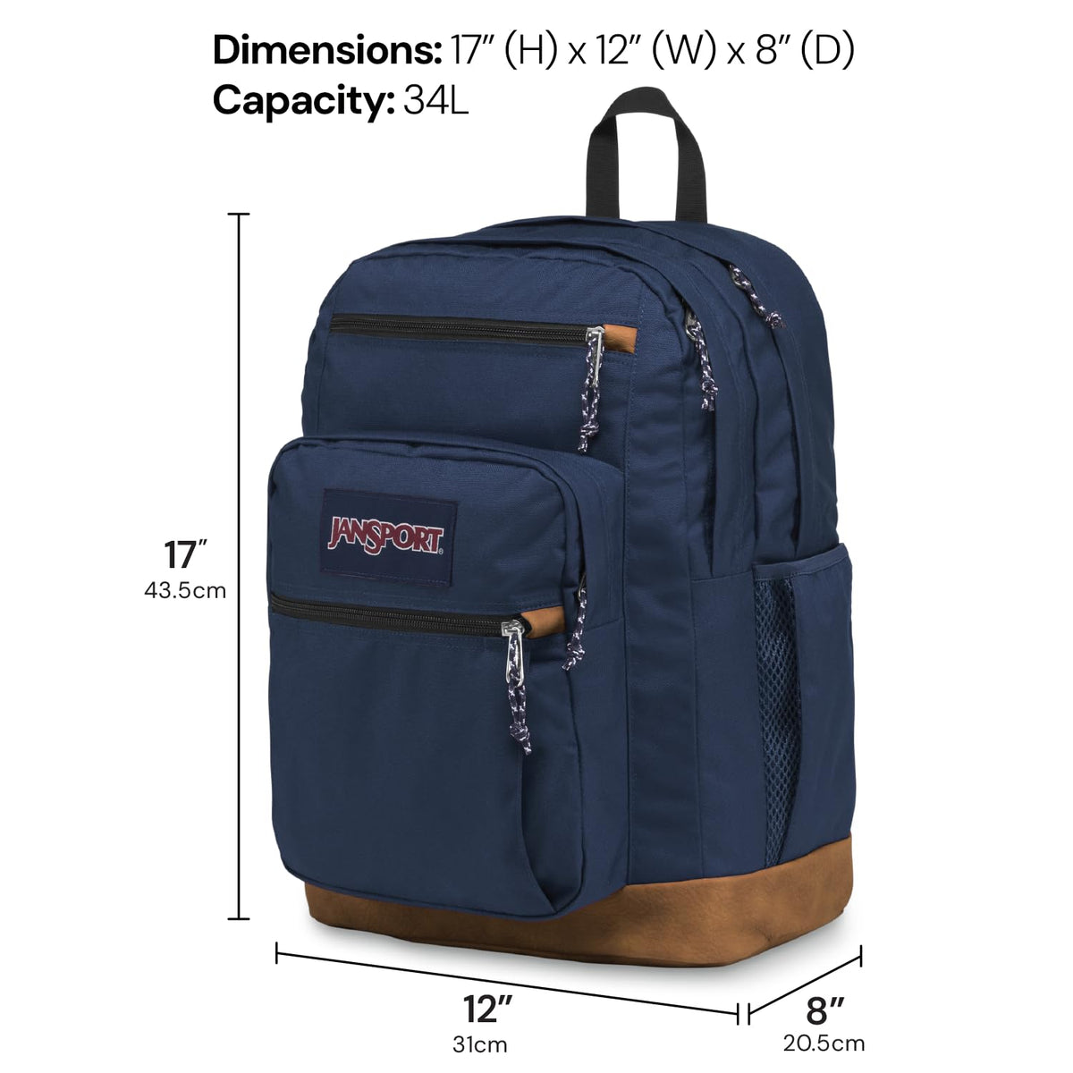 JanSport Cool Backpack with 38.1cm Laptop Sleeve, Large Computer Bag Rucksack with 2 Compartments, Ergonomic Straps, Coconut